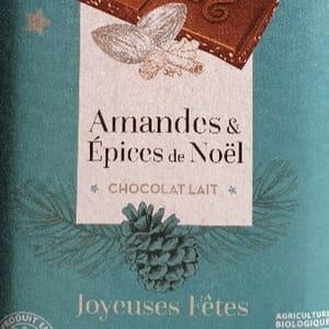 Tablette chocolat "grain de sail" Lait Amandes & Épices de Noël (Édition limitée)