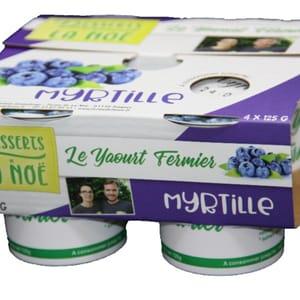 Yaourt aromatisé Myrtille, lait entier (pack de 4)