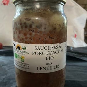 Saucisses de porc gascon bio aux lentilles