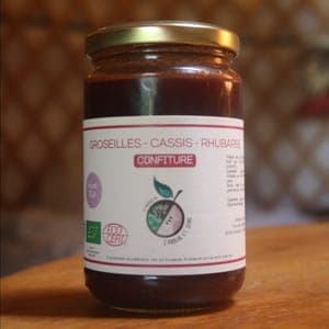 CONFITURE BIO GROSEILLES-CASSIS-RHUBARBE