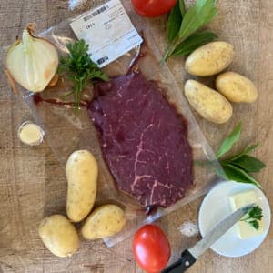 2 steaks bavette -environ
