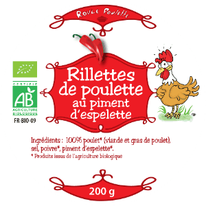 Rillette 100% poulette piment d'espelette