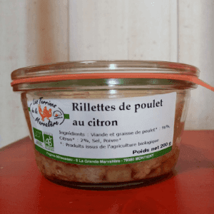 Rillettes de poulet au citron 200g