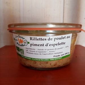 Rillettes de poulet au piment d'espelette 200g