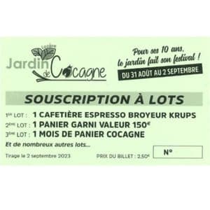 Billet TOMBOLA 10 ans du Jardin