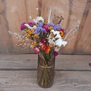 Bouquet de fleurs séchées - couleur bleu et blanc