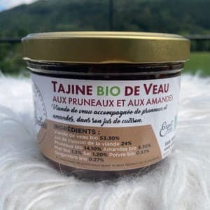 Conserve TAJINE VEAU BIO 350 G AUX PRUNEAUX ET AUX AMANDES