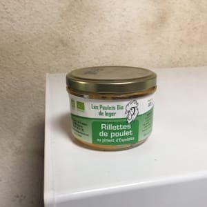 rillette de poulet au piment d'Espelette (avec de la graisse de porc)