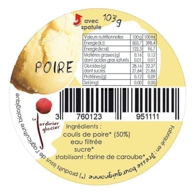 SORBET PLEIN FRUIT POIRE LOT DE 2x140ml