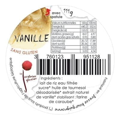 GLACE VEGETALE VANILLE 2x140mL (riz)