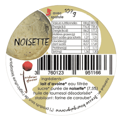 GLACE VEGETALE NOISETTE 2x140ml (avoine)