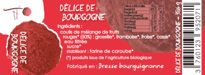 SORBET PLEIN FRUIT  DELICE DE BOURGOGNE 550ML